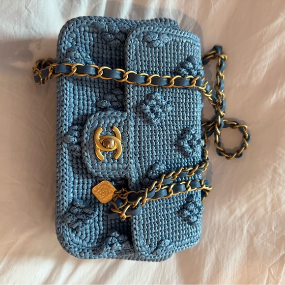 Chanel Light Blue Crochet flap - Picture 2 of 9